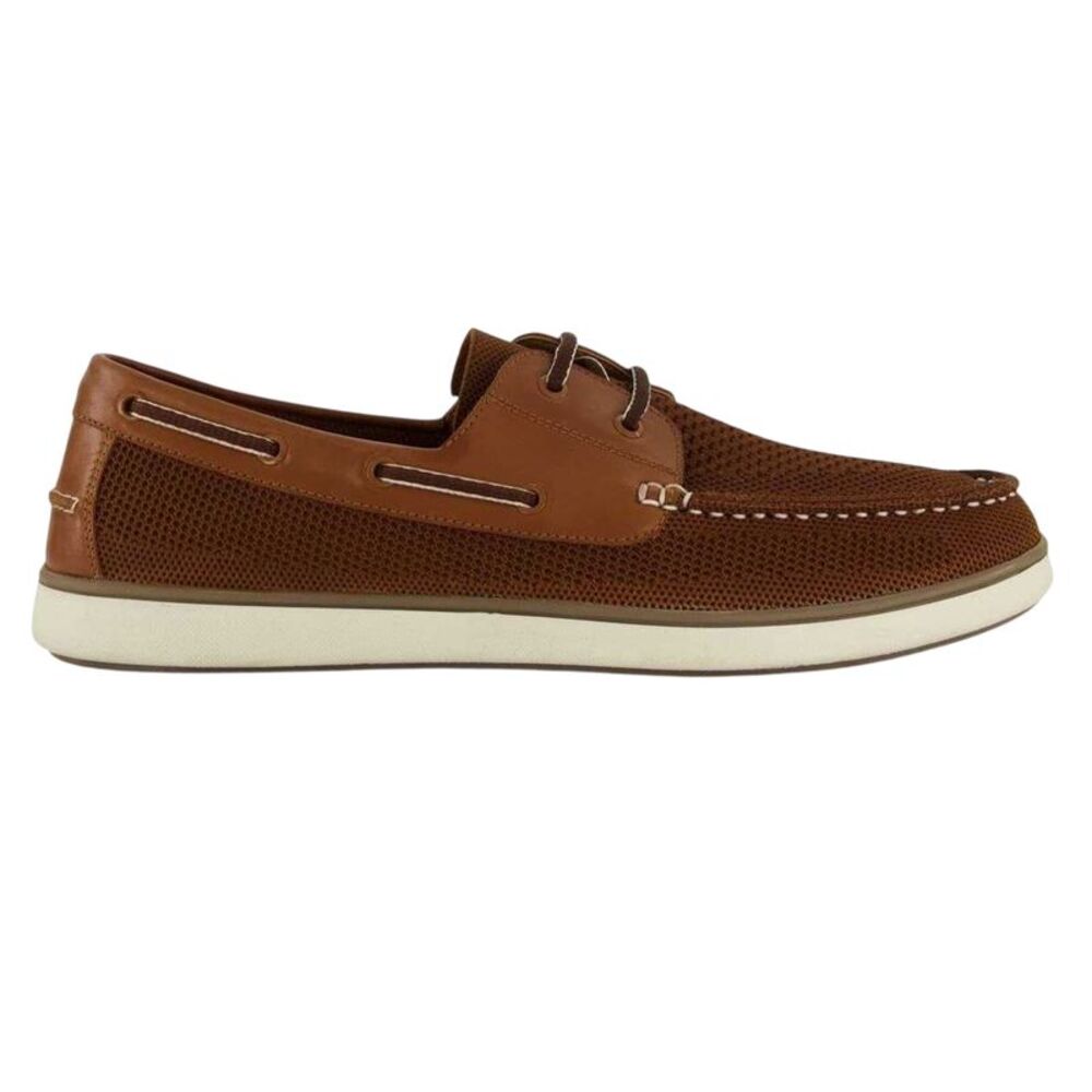 Dune London Mens Textured Leather Flat Boat Shoes / Tan